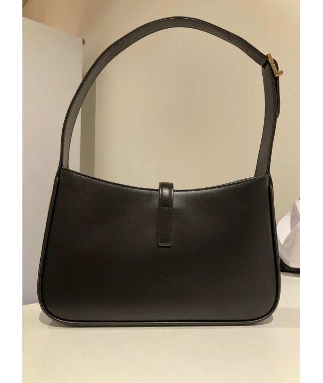 SAINT LAURENT Черная кожаная сумка с короткими ручками, фото 4