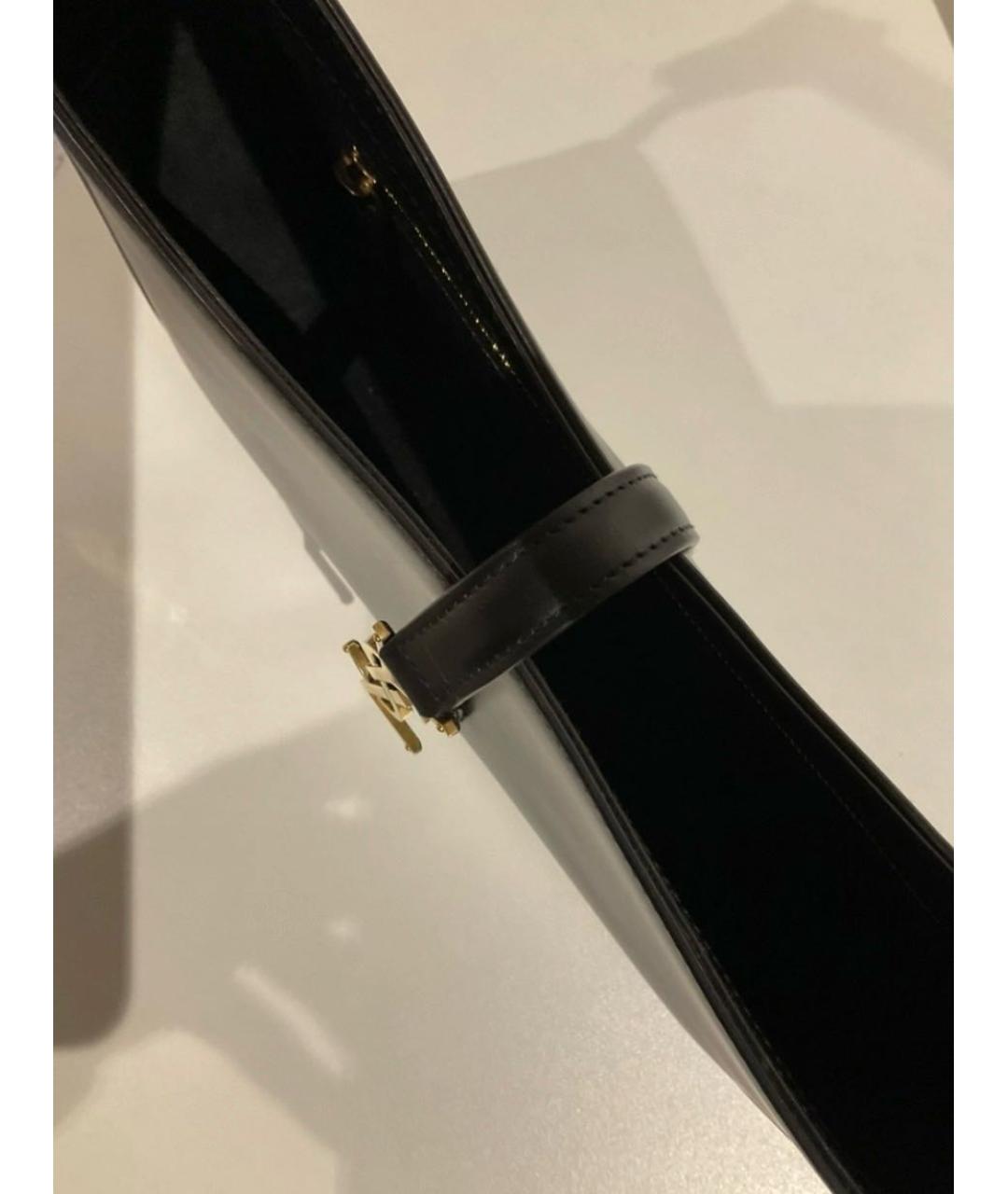 SAINT LAURENT Черная кожаная сумка с короткими ручками, фото 2