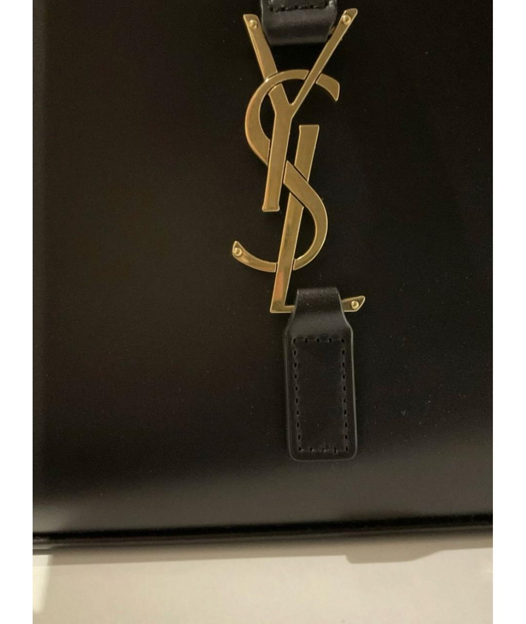 SAINT LAURENT Черная кожаная сумка с короткими ручками, фото 7