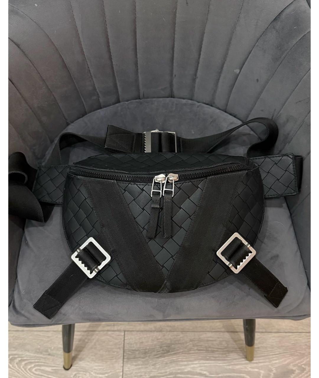 BOTTEGA VENETA Черная синтетическая поясная сумка, фото 3