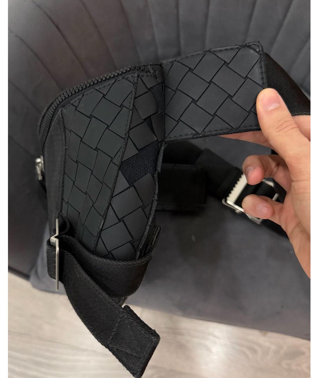 BOTTEGA VENETA Черная синтетическая поясная сумка, фото 4