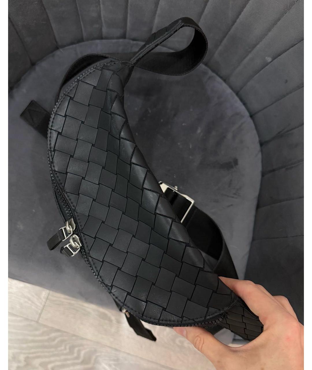 BOTTEGA VENETA Черная синтетическая поясная сумка, фото 6