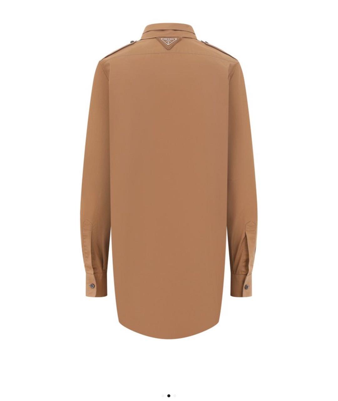 PRADA Горчичное хлопко-эластановое повседневное платье, фото 2