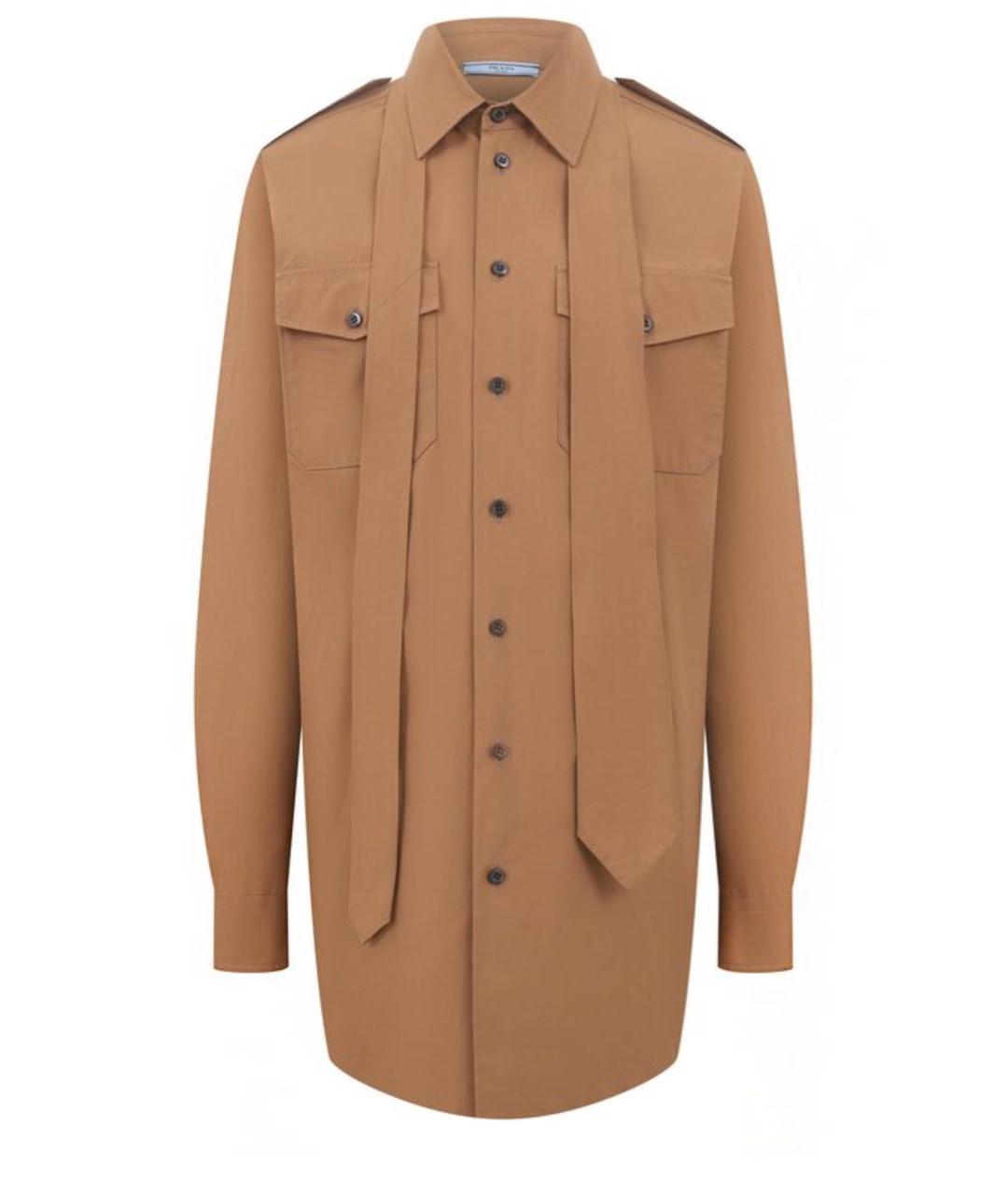 PRADA Горчичное хлопко-эластановое повседневное платье, фото 4