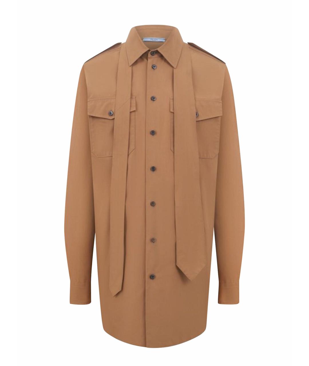 PRADA Горчичная хлопко-эластановая рубашка, фото 1