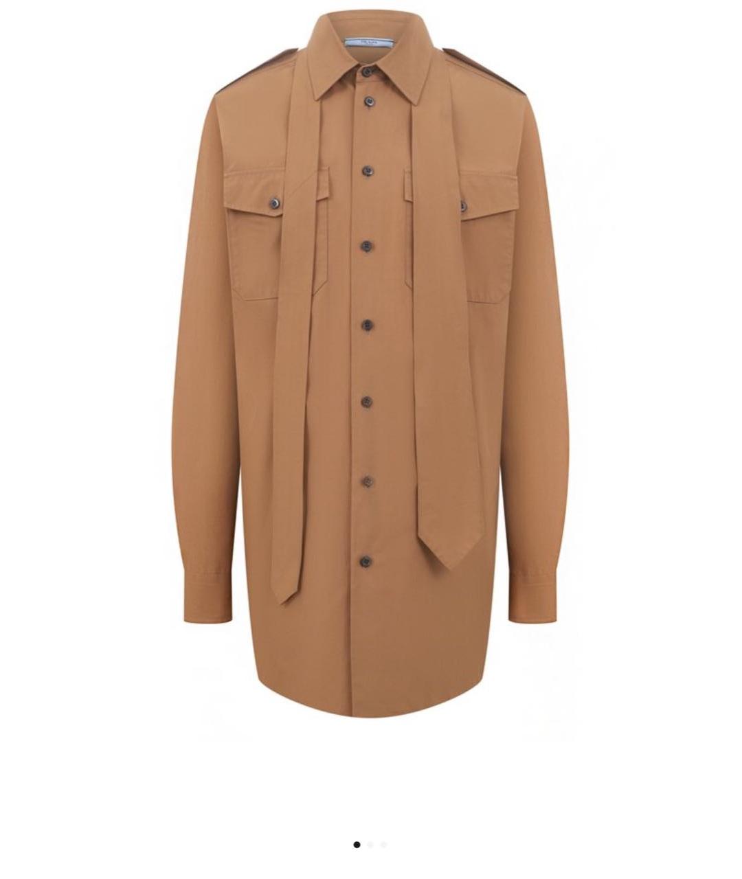PRADA Горчичная хлопко-эластановая рубашка, фото 4