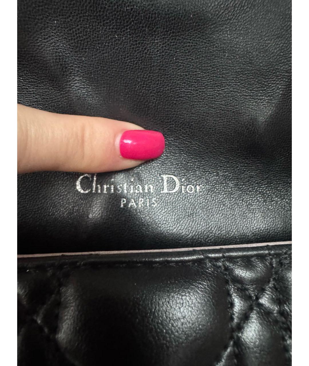 CHRISTIAN DIOR Черная кожаная сумка через плечо, фото 5