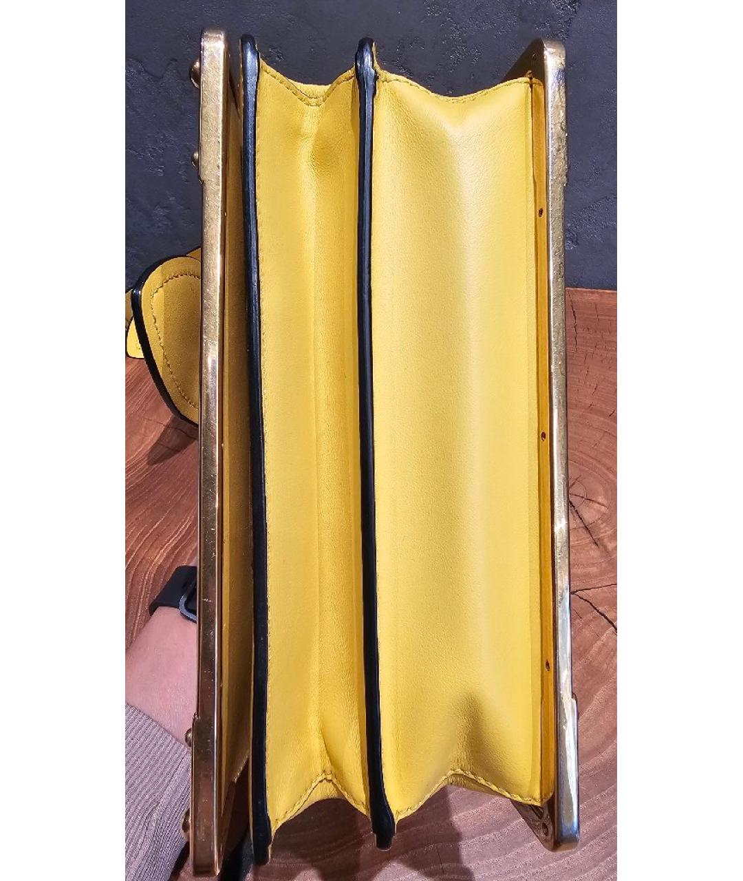 PRADA Желтая кожаная сумка через плечо, фото 8