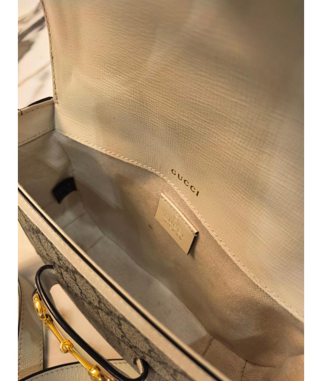GUCCI Бежевая кожаная сумка через плечо, фото 4