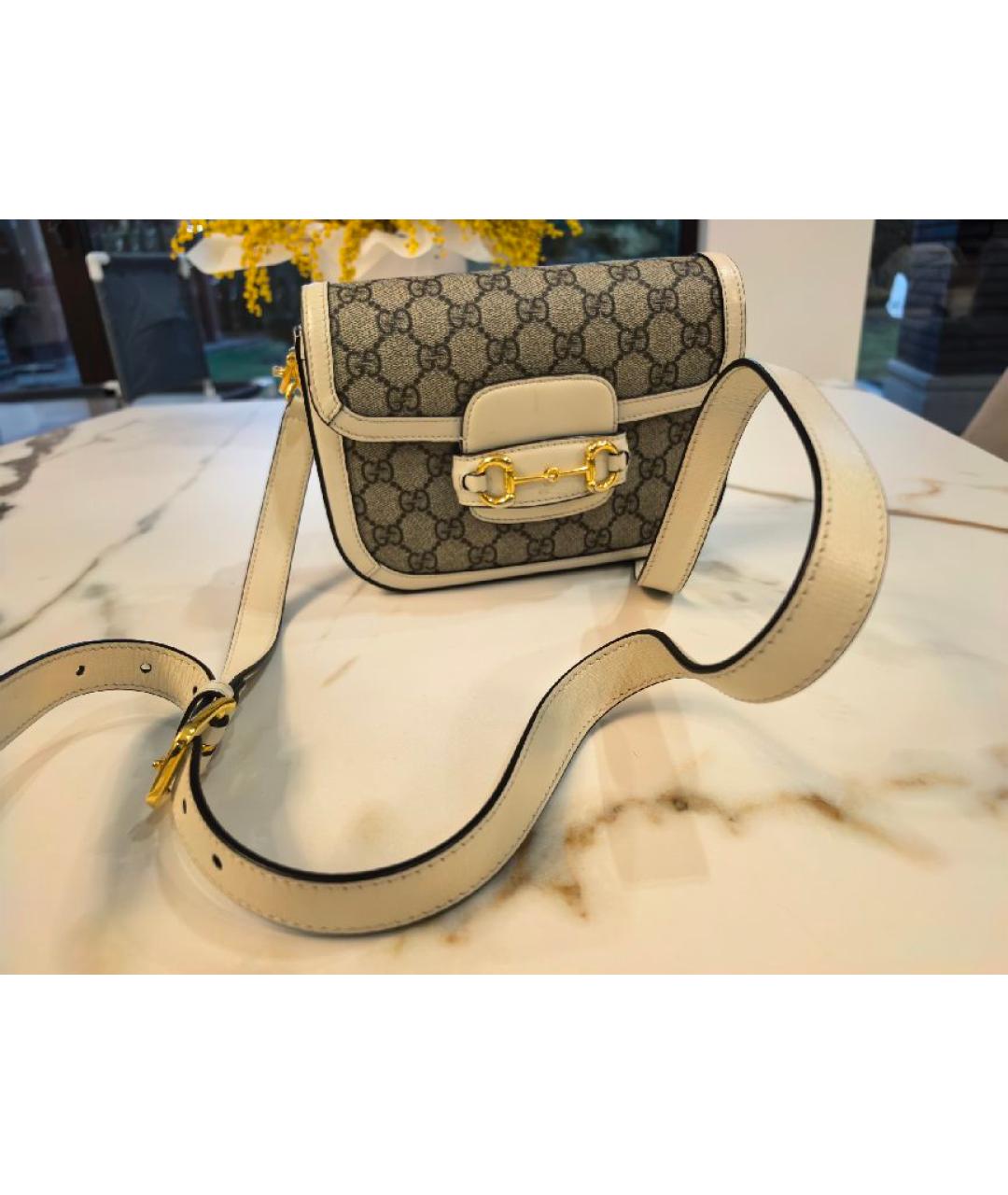 GUCCI Бежевая кожаная сумка через плечо, фото 5