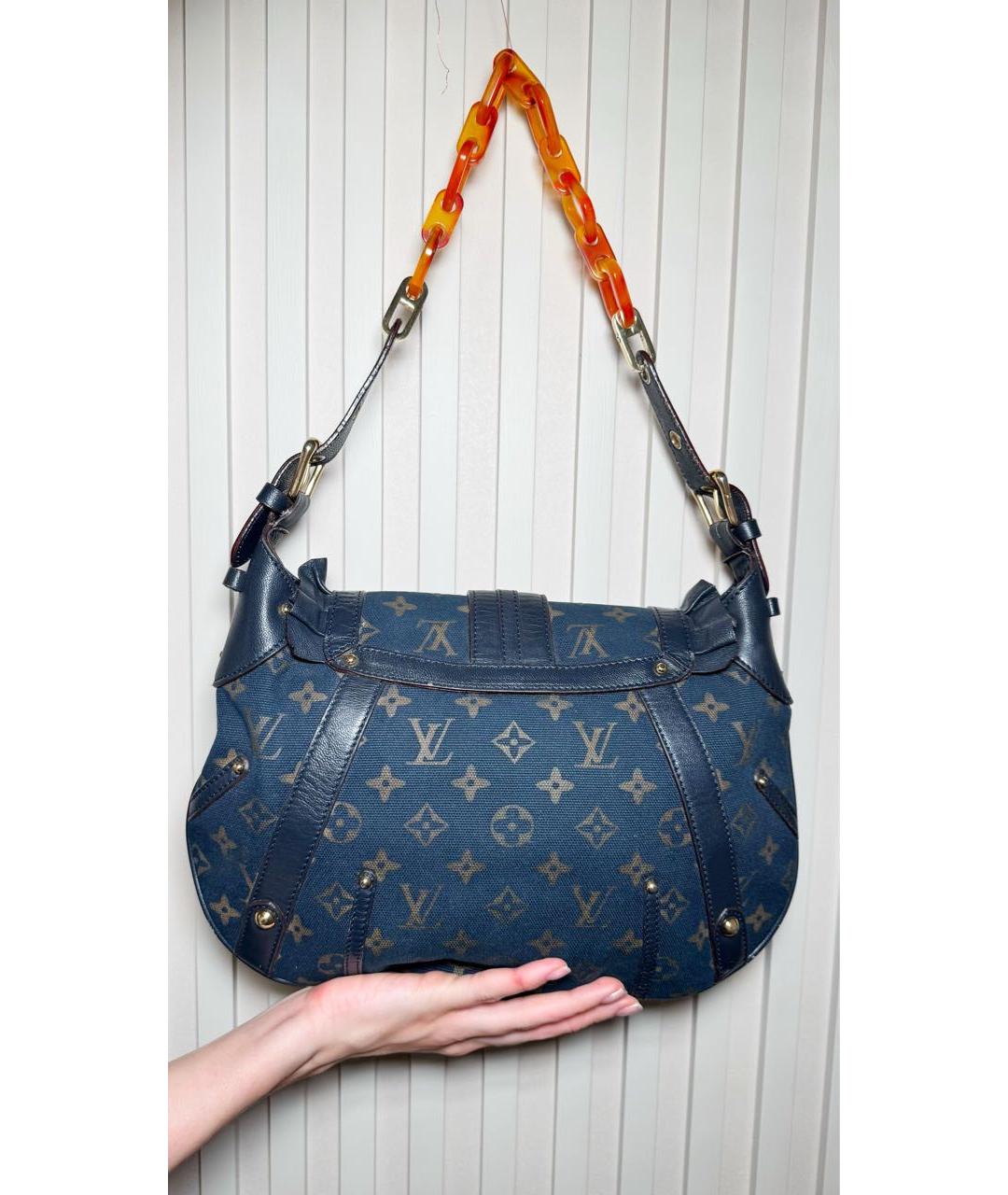 LOUIS VUITTON Темно-синяя тканевая сумка через плечо, фото 3