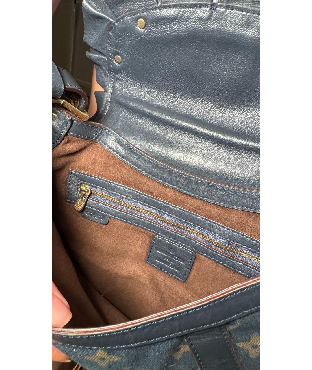 LOUIS VUITTON Темно-синяя тканевая сумка через плечо, фото 4