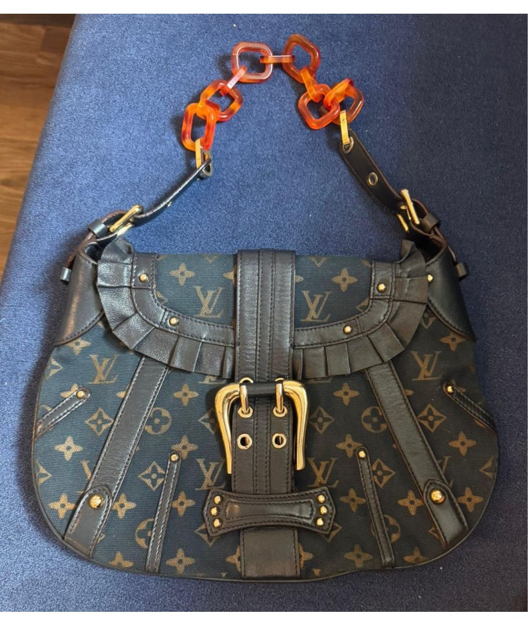 LOUIS VUITTON Темно-синяя тканевая сумка через плечо, фото 7