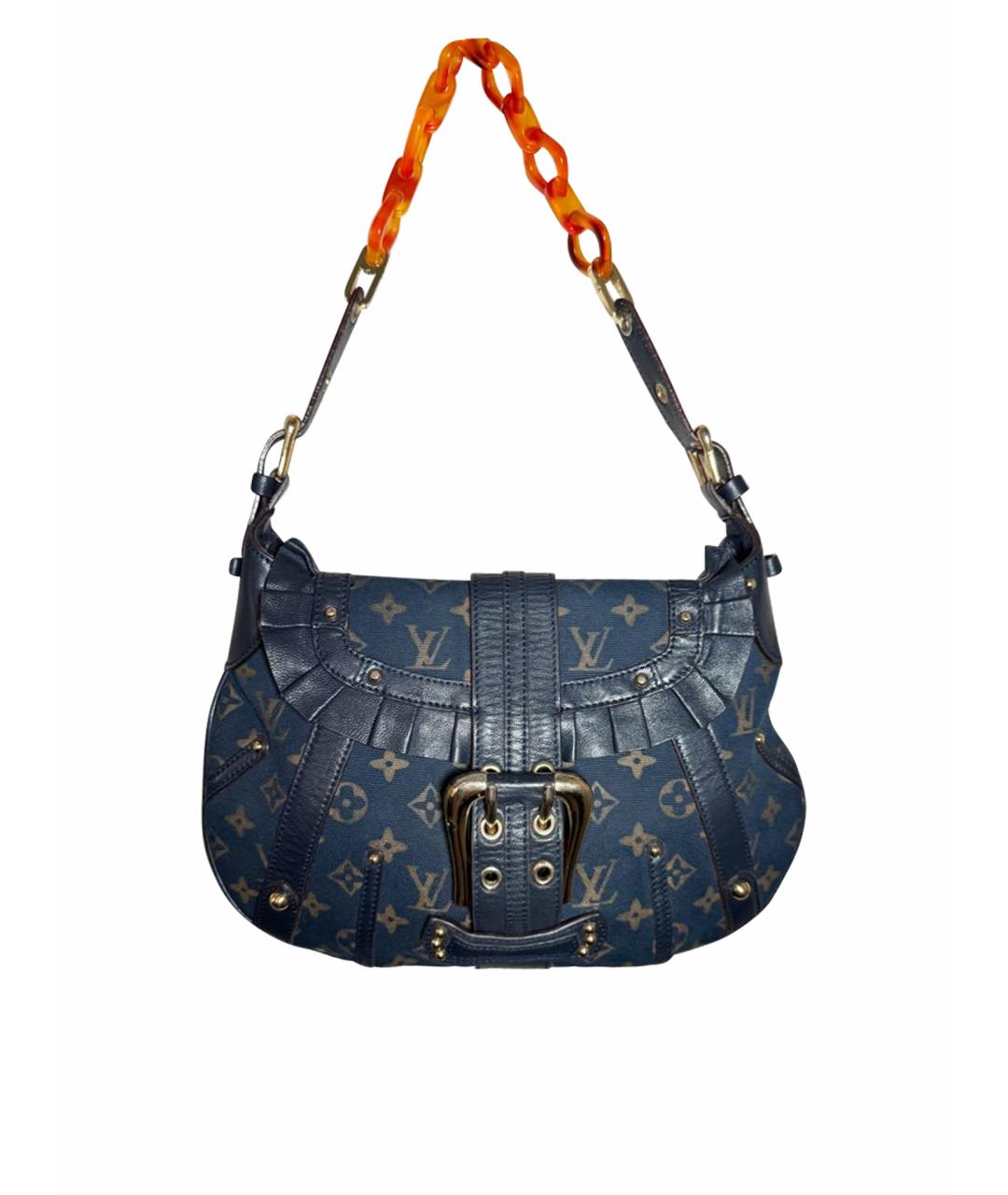 LOUIS VUITTON Темно-синяя тканевая сумка через плечо, фото 1