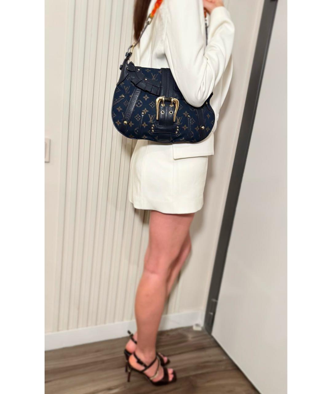 LOUIS VUITTON Темно-синяя тканевая сумка через плечо, фото 5