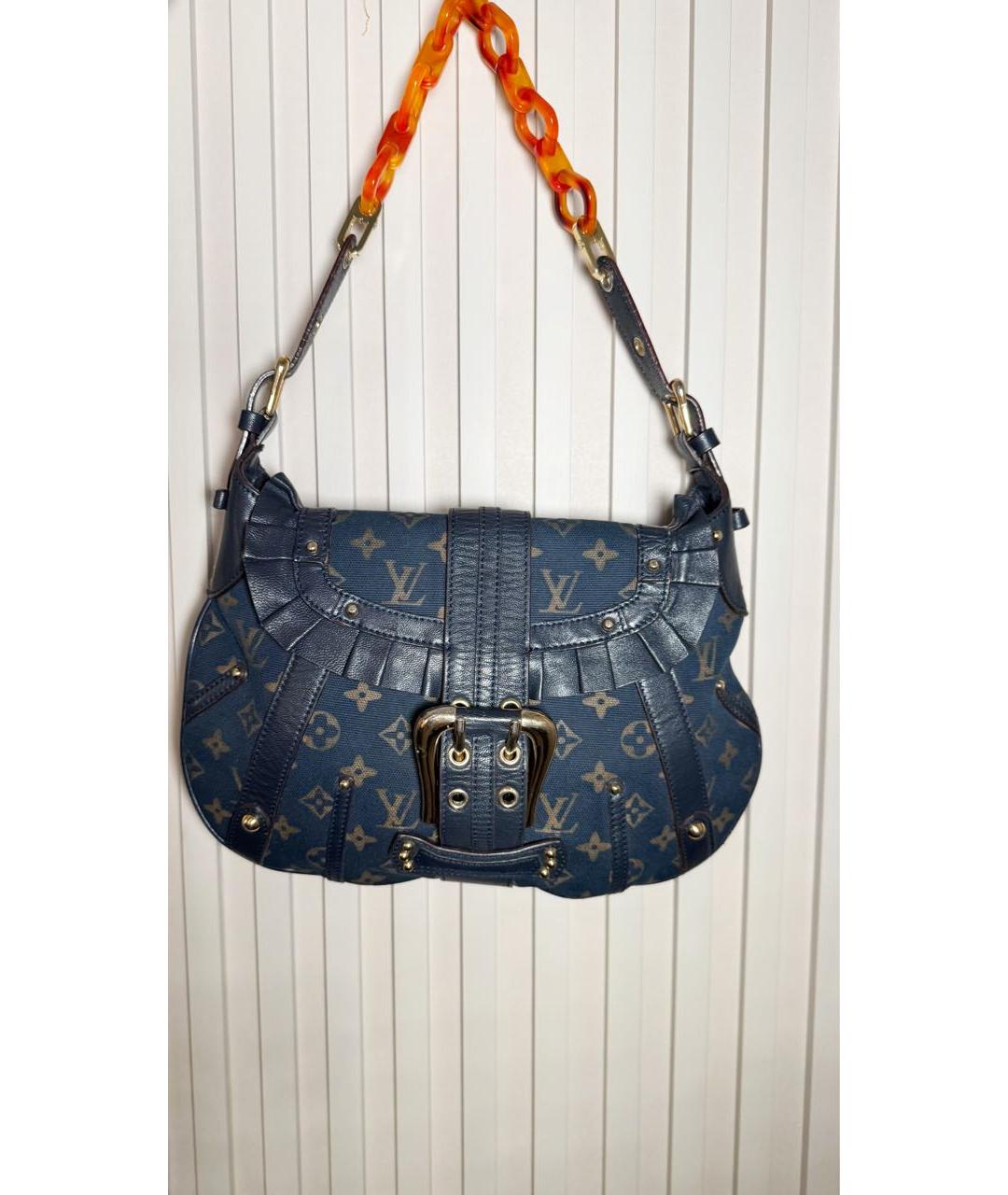 LOUIS VUITTON Темно-синяя тканевая сумка через плечо, фото 9