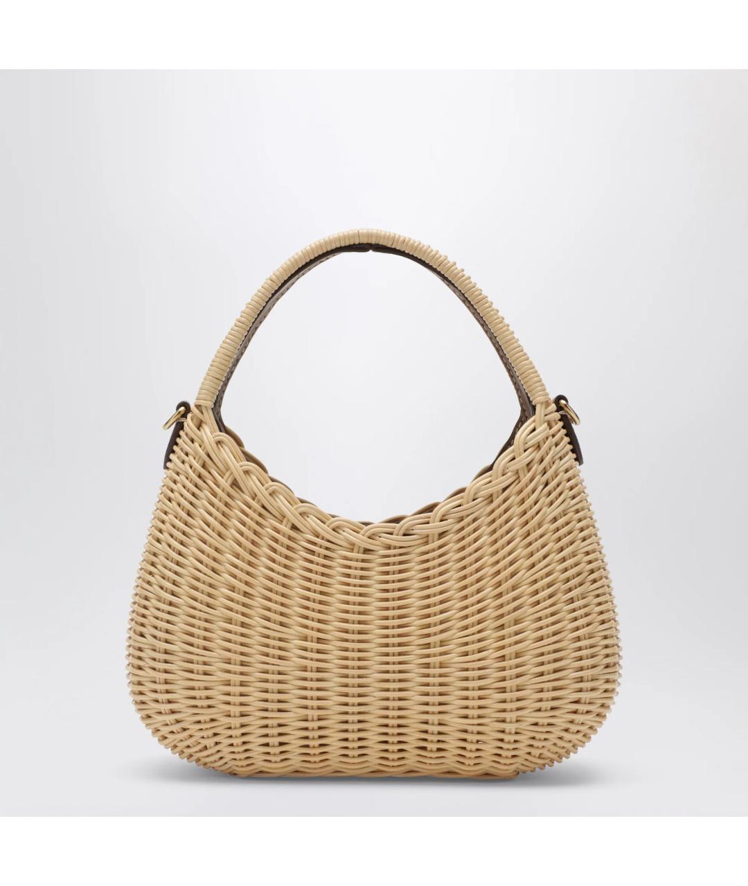 MIU MIU Бежевая пелетеная сумка с короткими ручками, фото 4