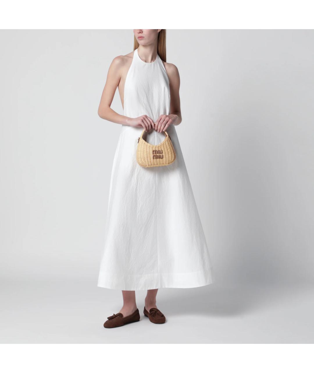 MIU MIU Бежевая пелетеная сумка с короткими ручками, фото 2