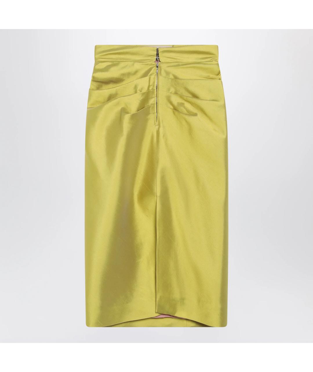 VALENTINO Зеленая шелковая юбка миди, фото 2