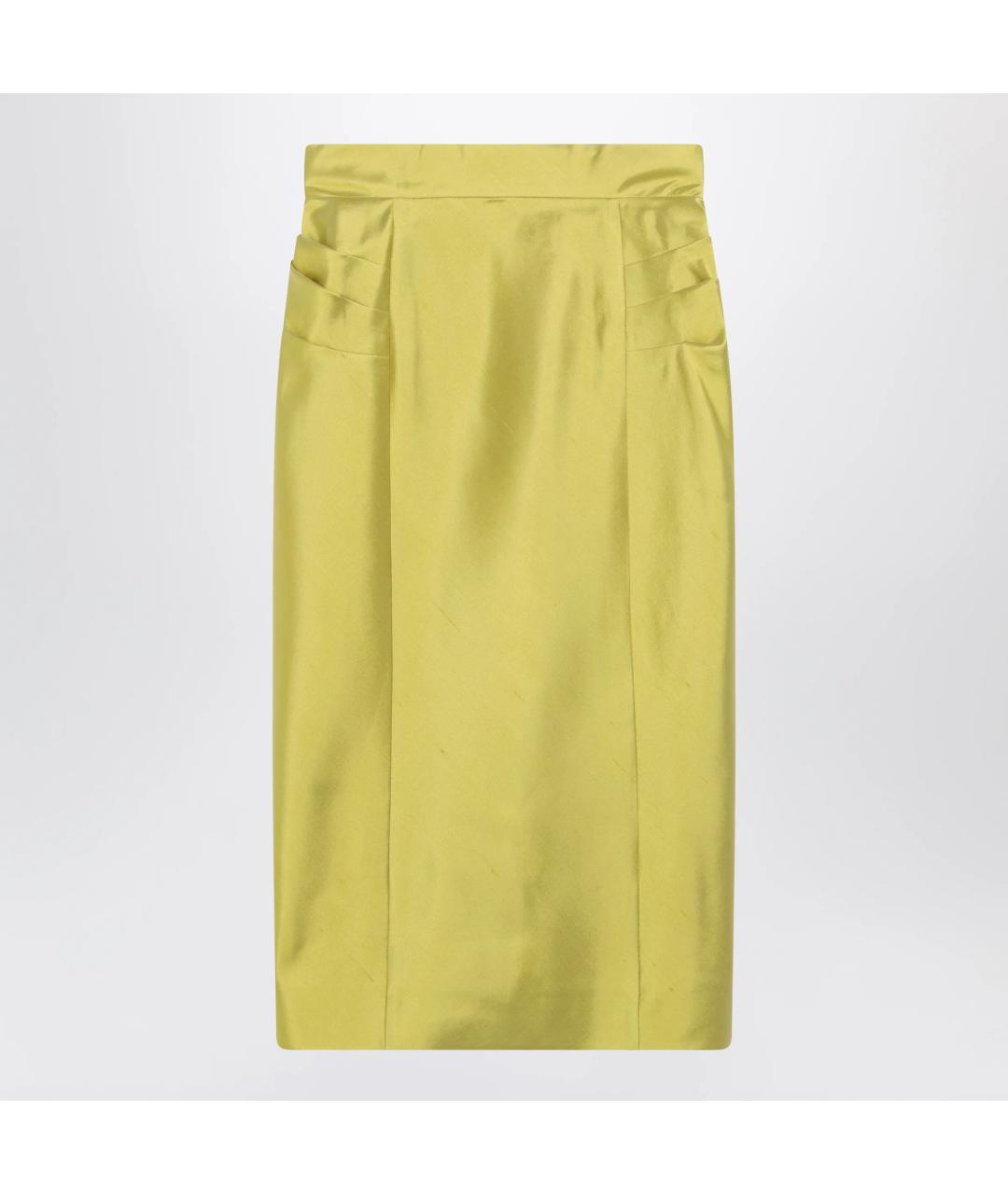 VALENTINO Зеленая шелковая юбка миди, фото 3