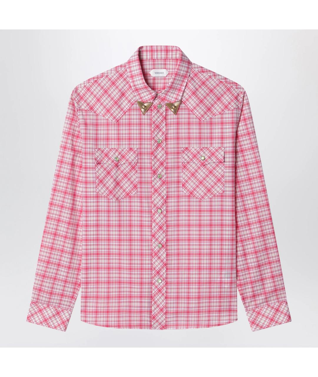 VERSACE Розовая хлопковая кэжуал рубашка, фото 3