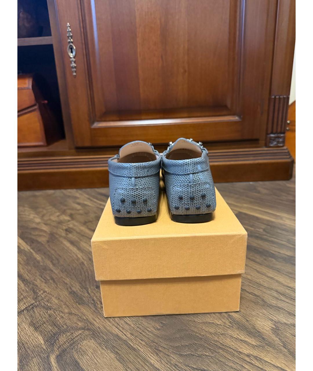 TOD'S Голубые кожаные мокасины, фото 5