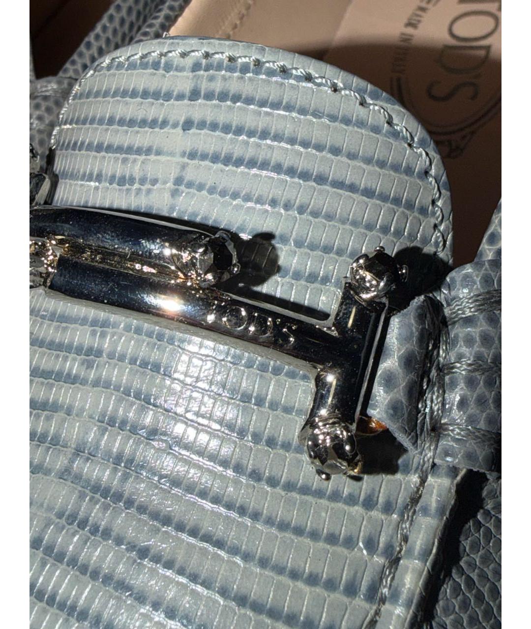 TOD'S Голубые кожаные мокасины, фото 8
