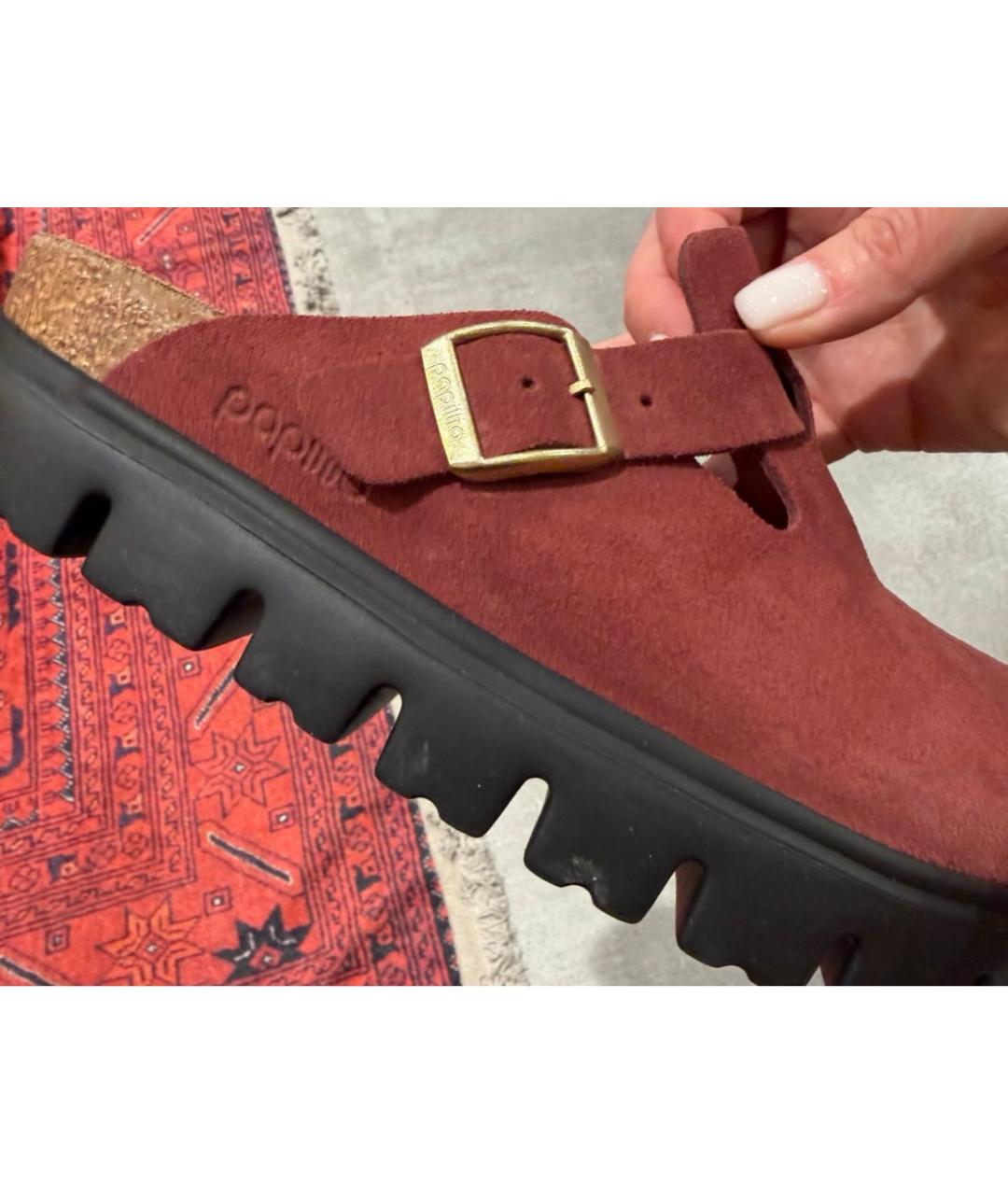 BIRKENSTOCK Бордовые замшевые сабо, фото 3