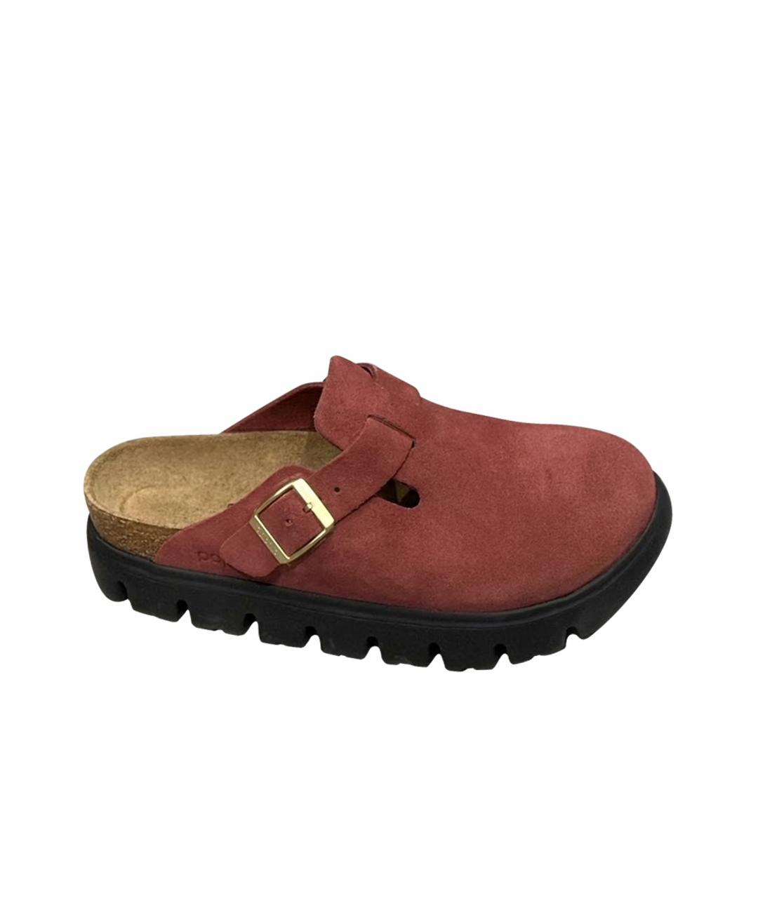 BIRKENSTOCK Бордовые замшевые сабо, фото 1