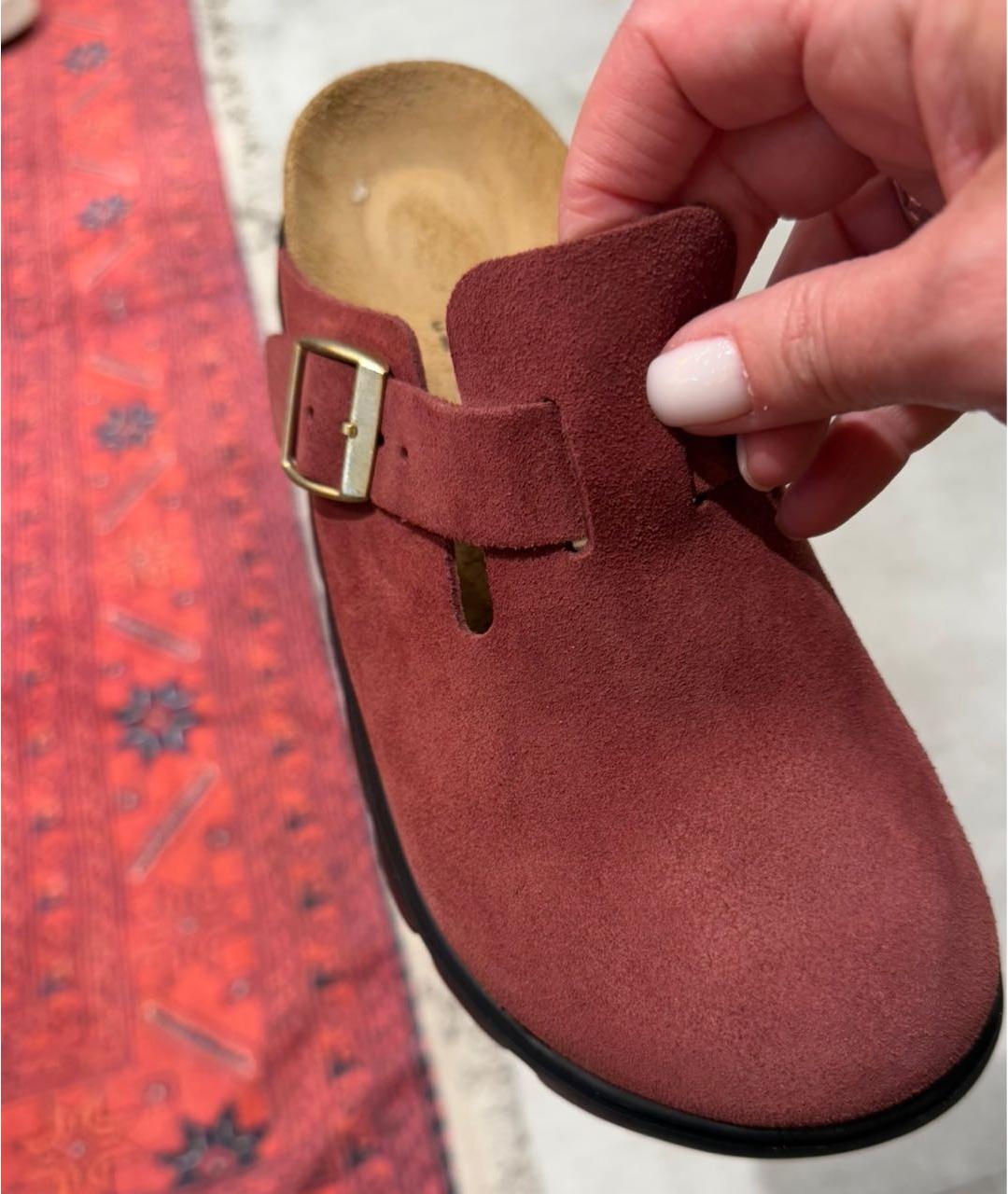 BIRKENSTOCK Бордовые замшевые сабо, фото 2