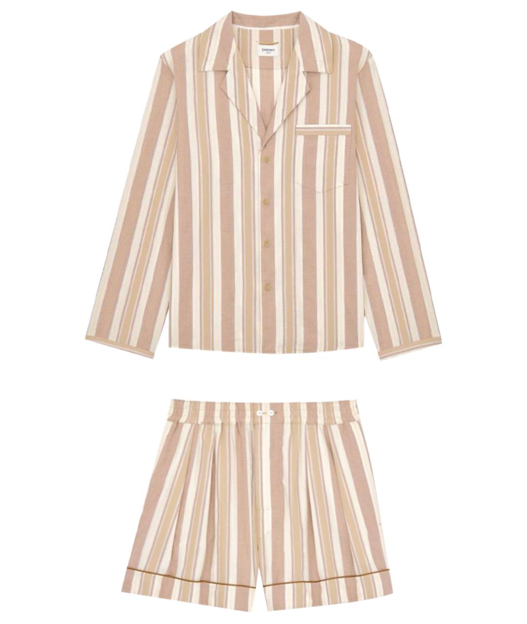 SAINT LAURENT Бежевый хлопковый костюм с брюками, фото 1