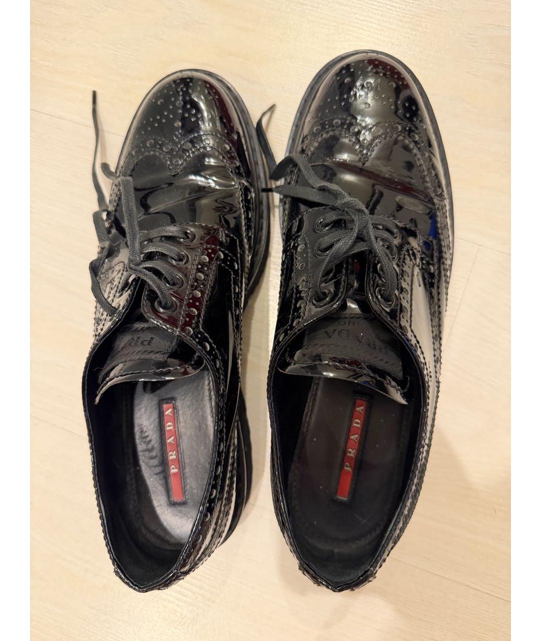 PRADA Черные брогги и оксфорды из лакированной кожи, фото 3