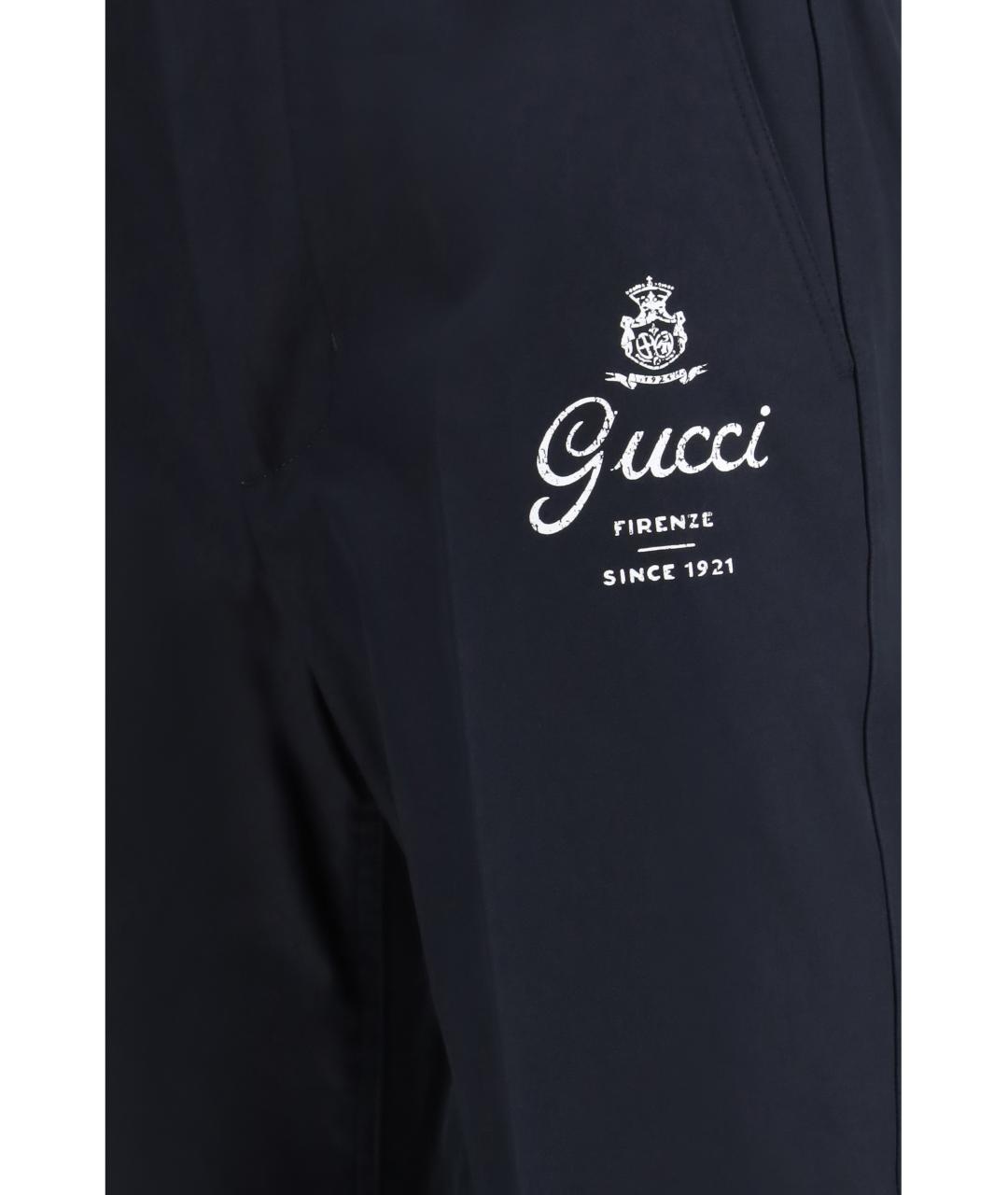 GUCCI Темно-синие хлопковые повседневные брюки, фото 3