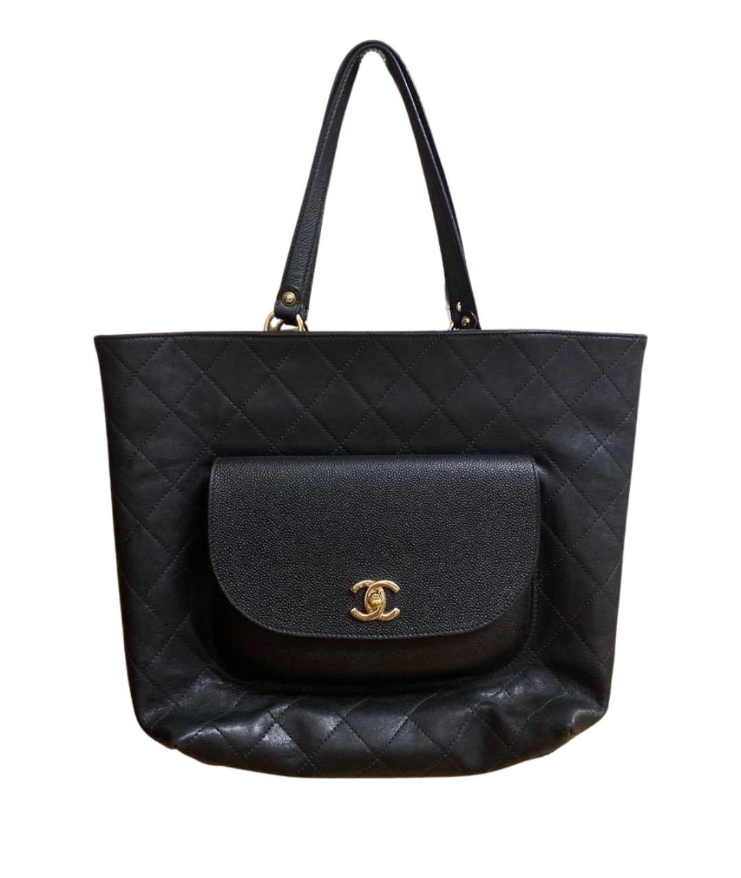 CHANEL Черная кожаная сумка тоут, фото 1