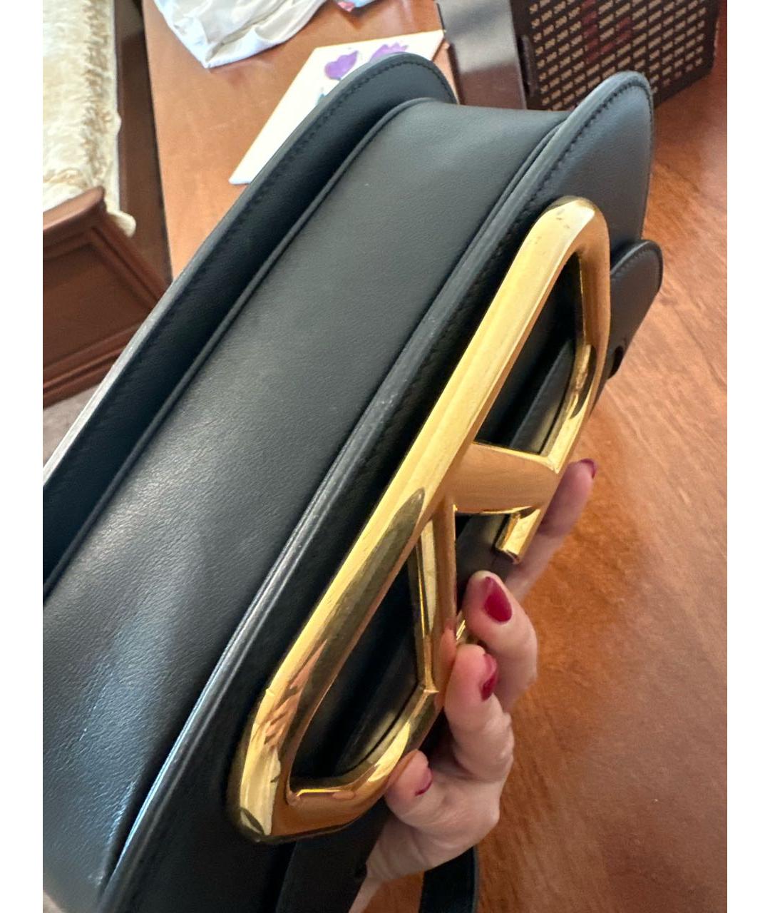 VALENTINO Черная кожаная сумка через плечо, фото 7