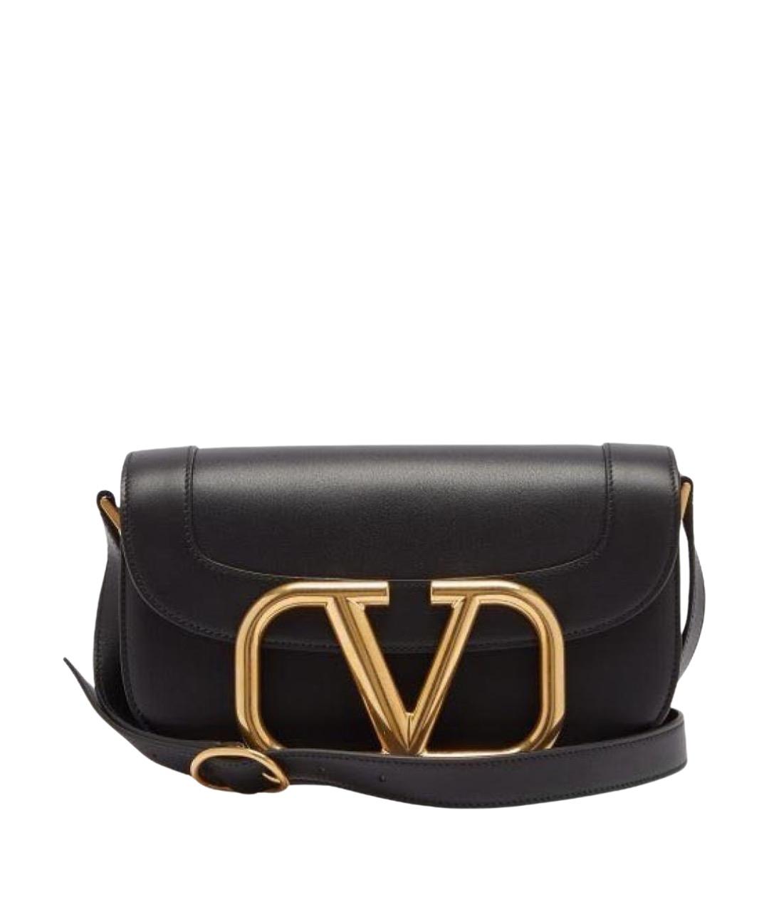 VALENTINO Черная кожаная сумка через плечо, фото 1