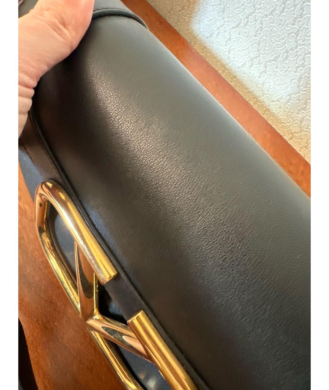 VALENTINO Черная кожаная сумка через плечо, фото 4