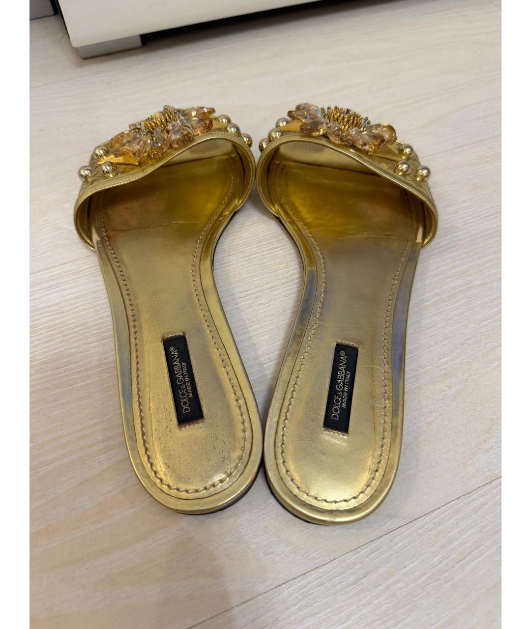 DOLCE&GABBANA Золотые шлепанцы, фото 3