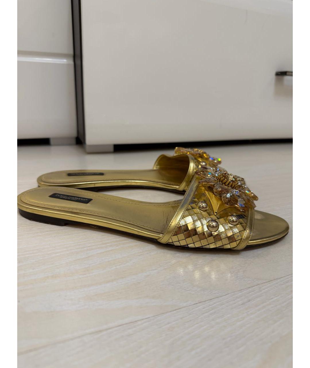 DOLCE&GABBANA Золотые шлепанцы, фото 5