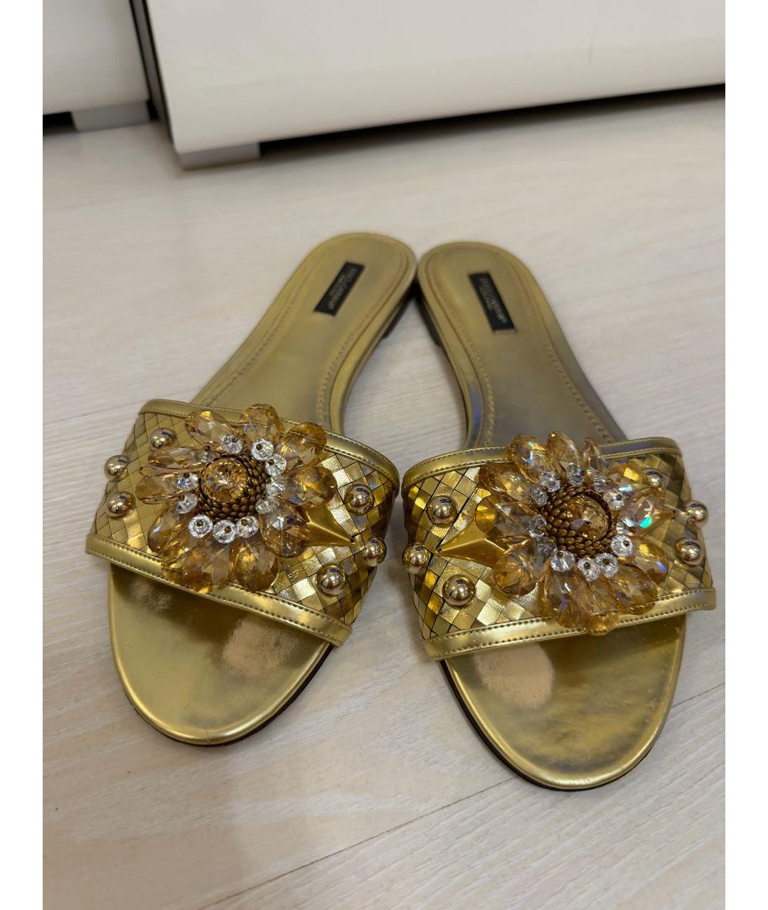 DOLCE&GABBANA Золотые шлепанцы, фото 2
