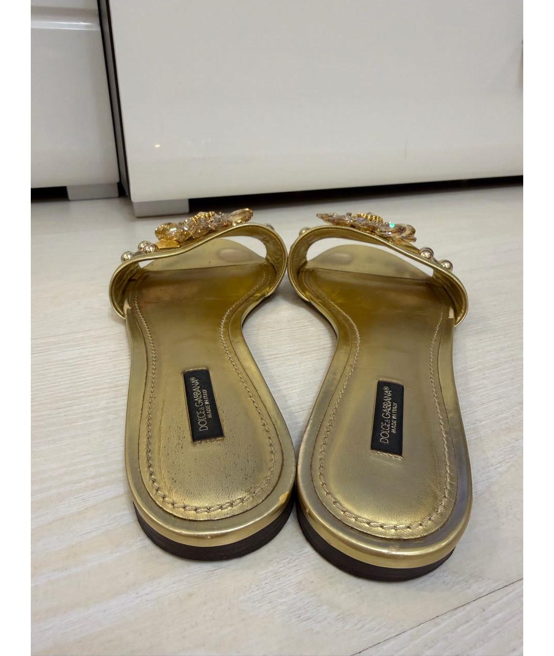 DOLCE&GABBANA Золотые шлепанцы, фото 4