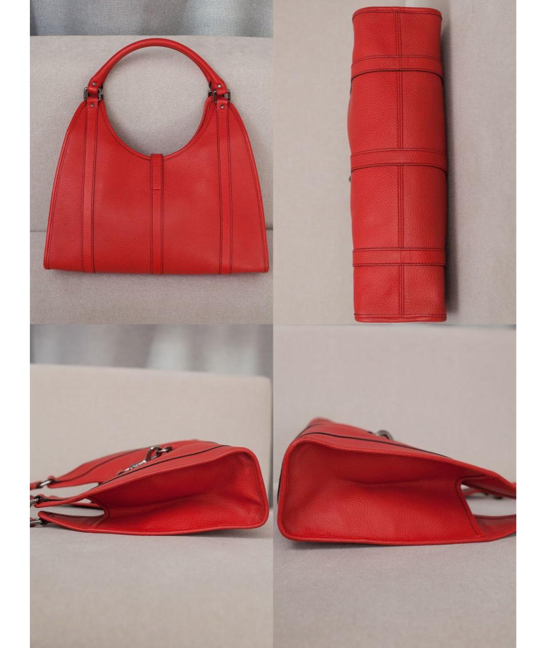 GUCCI Красная кожаная сумка с короткими ручками, фото 6