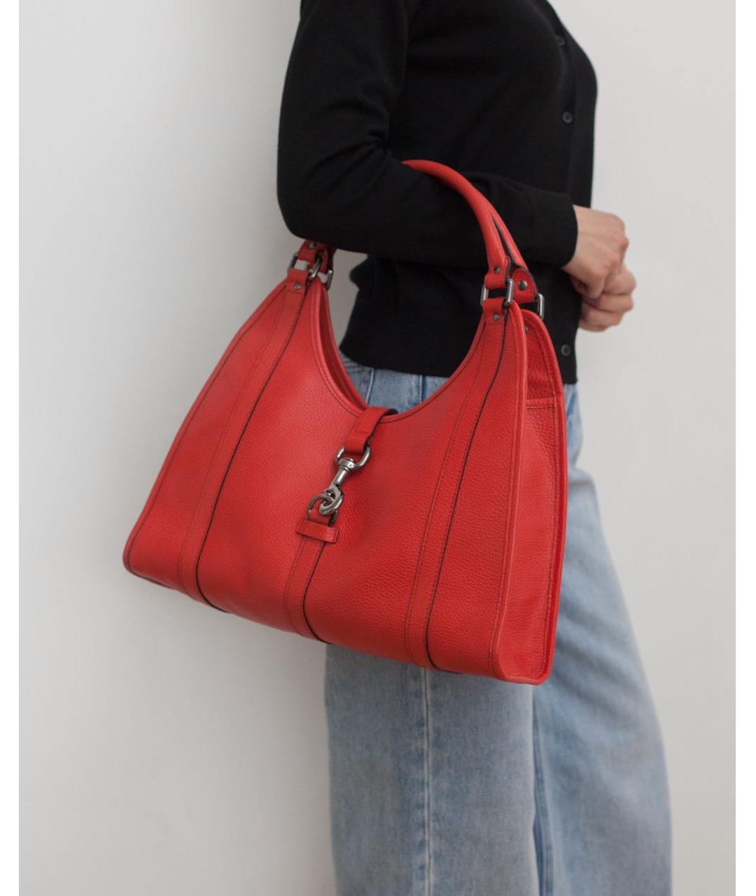 GUCCI Красная кожаная сумка с короткими ручками, фото 3