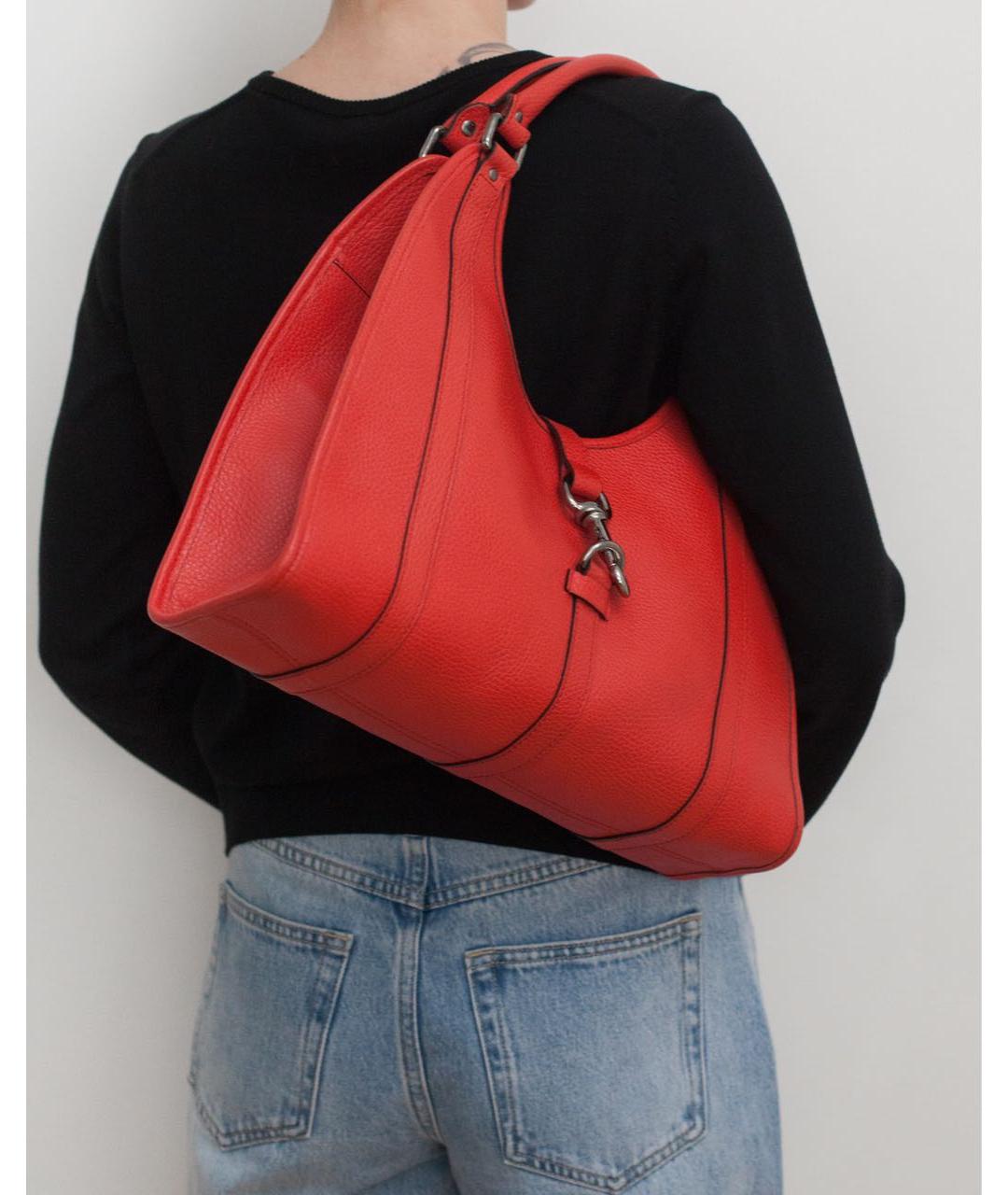 GUCCI Красная кожаная сумка с короткими ручками, фото 5