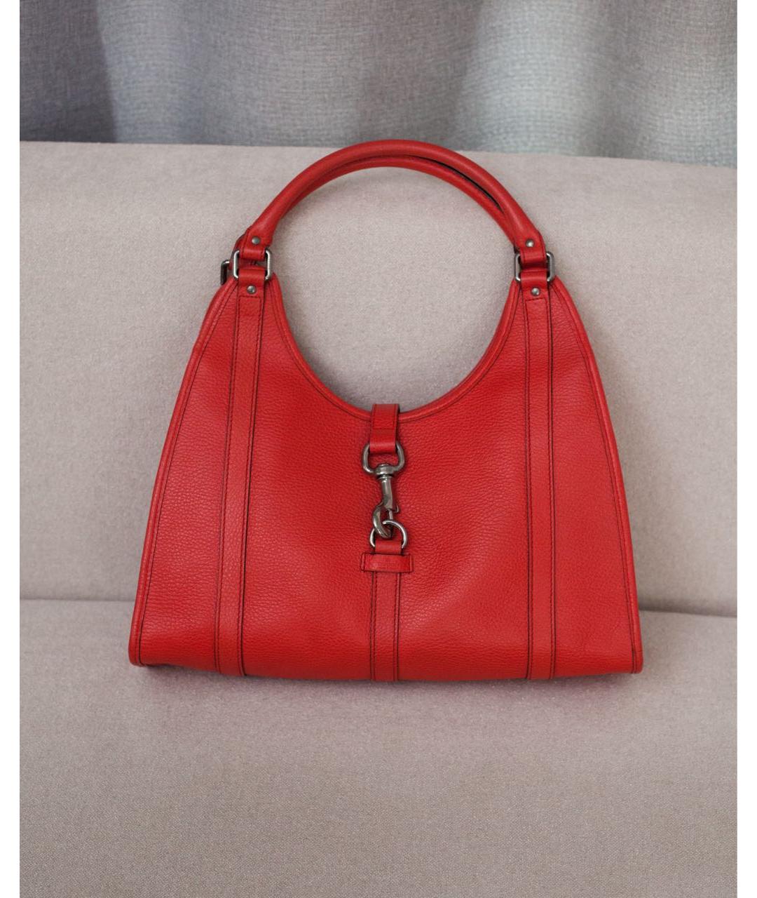 GUCCI Красная кожаная сумка с короткими ручками, фото 9