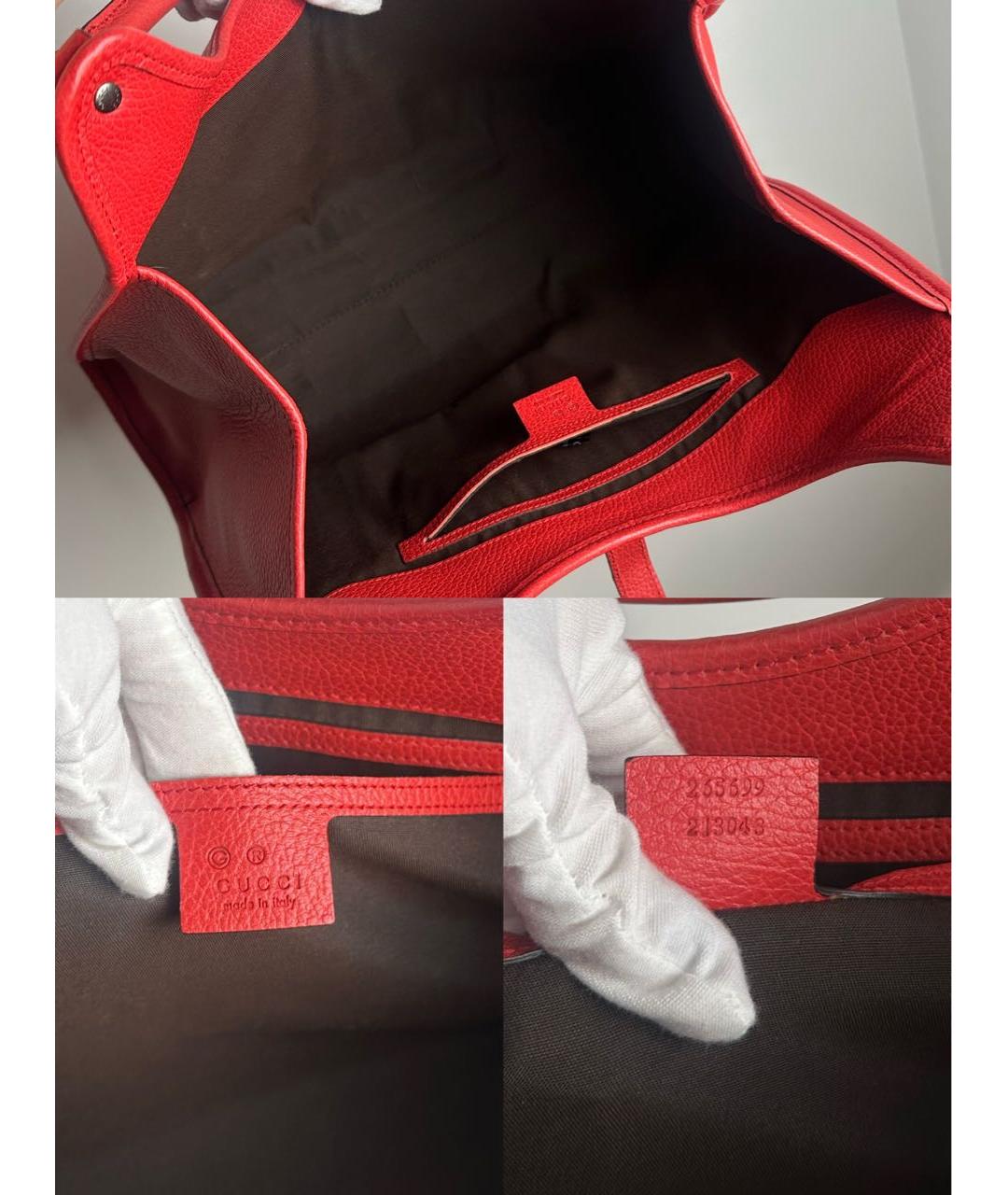 GUCCI Красная кожаная сумка с короткими ручками, фото 8