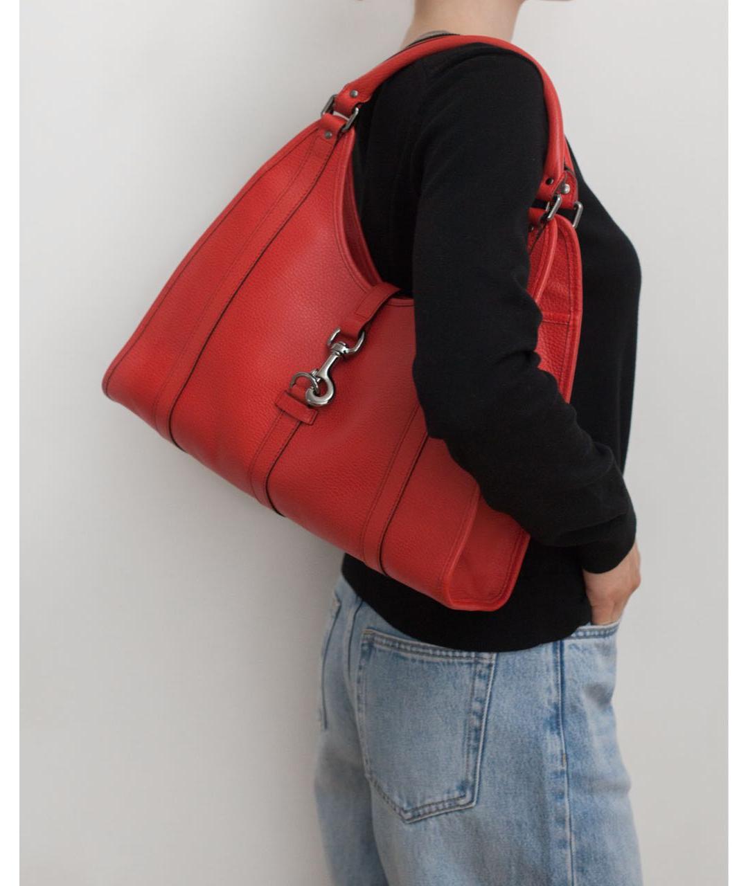 GUCCI Красная кожаная сумка с короткими ручками, фото 2