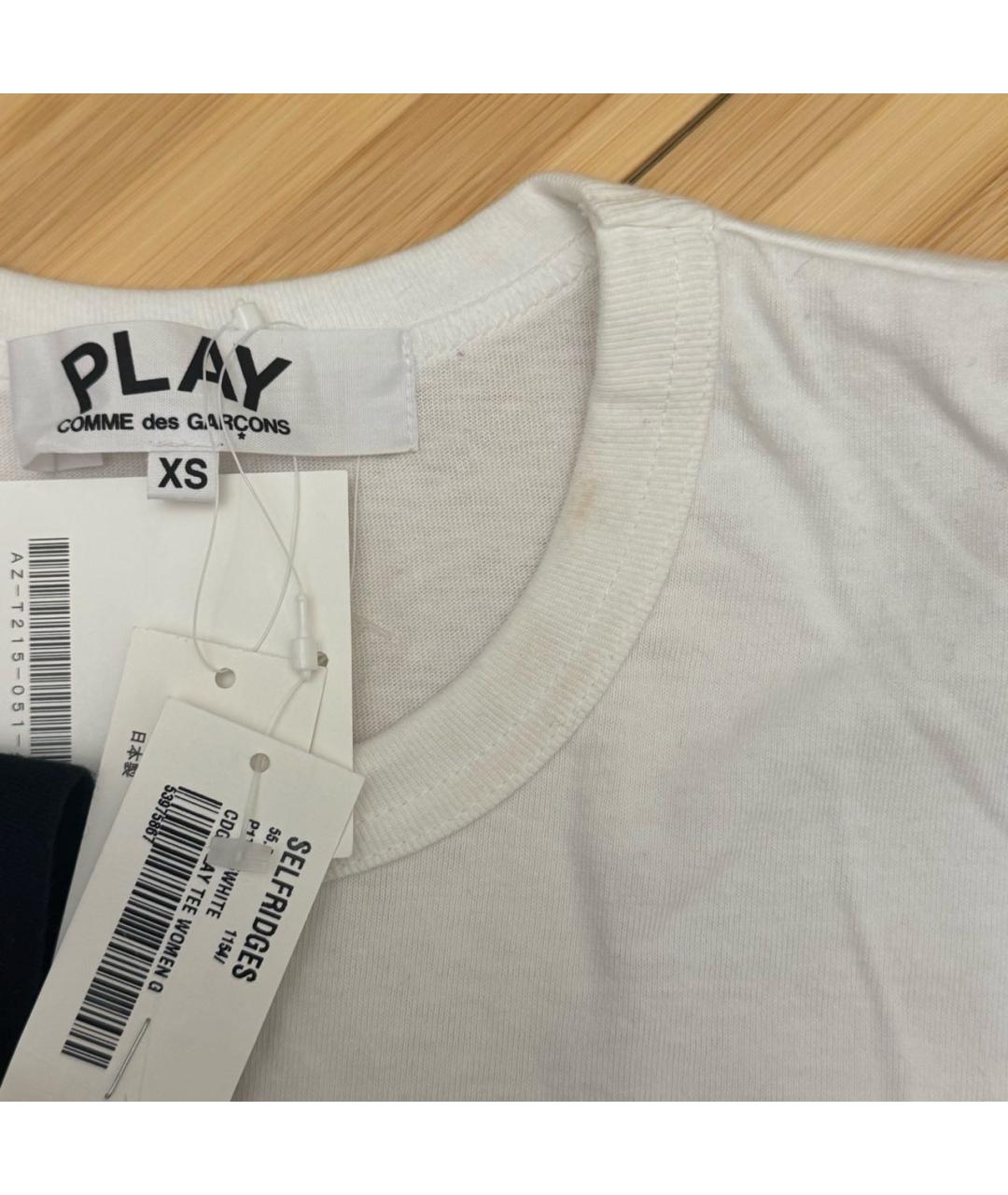 COMME DES GARÇONS PLAY Белая хлопковая футболка, фото 3