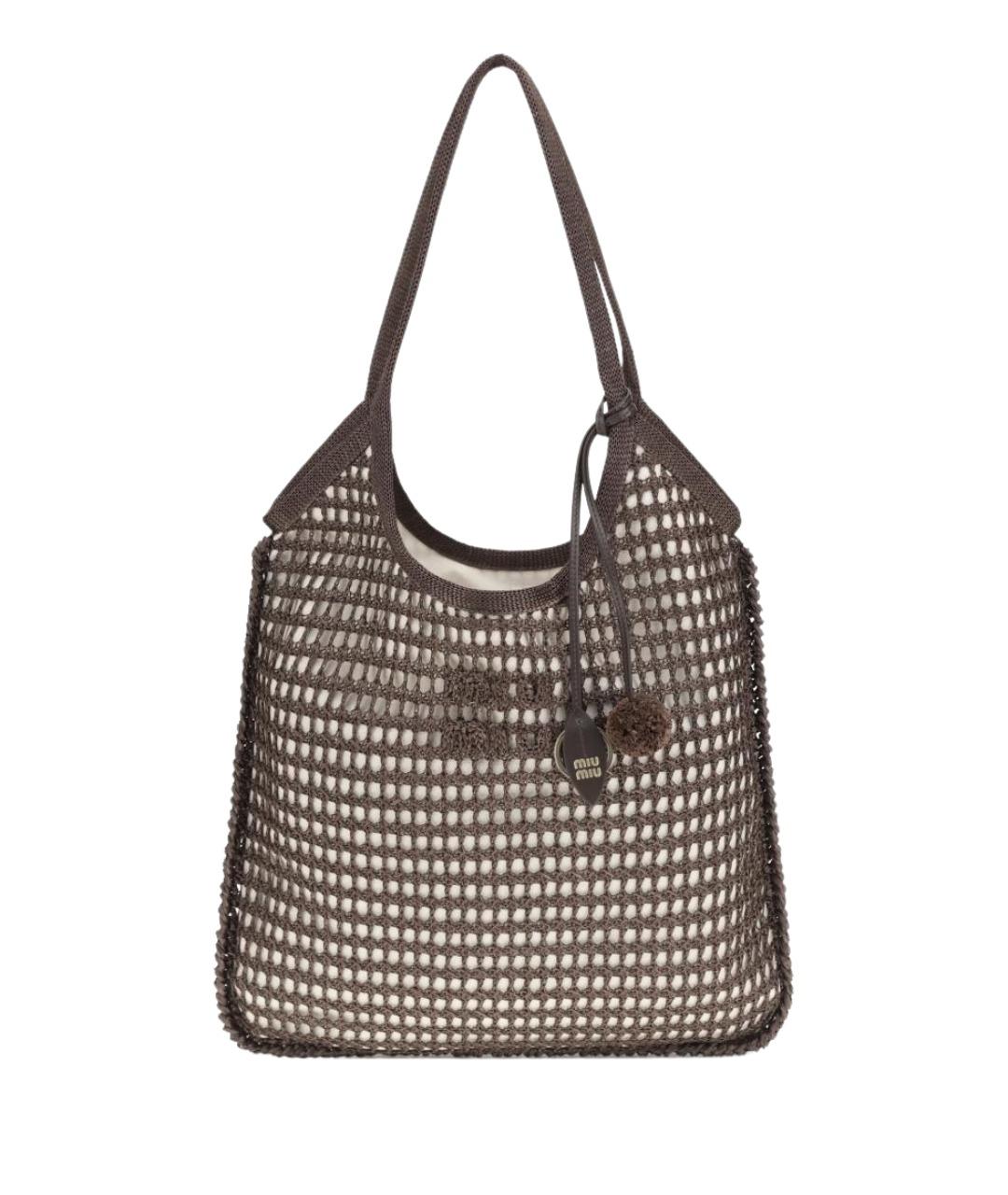 MIU MIU Коричневая хлопковая сумка тоут, фото 1