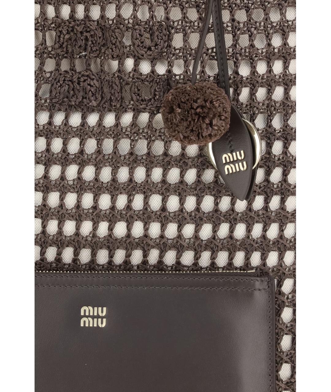 MIU MIU Коричневая хлопковая сумка тоут, фото 4